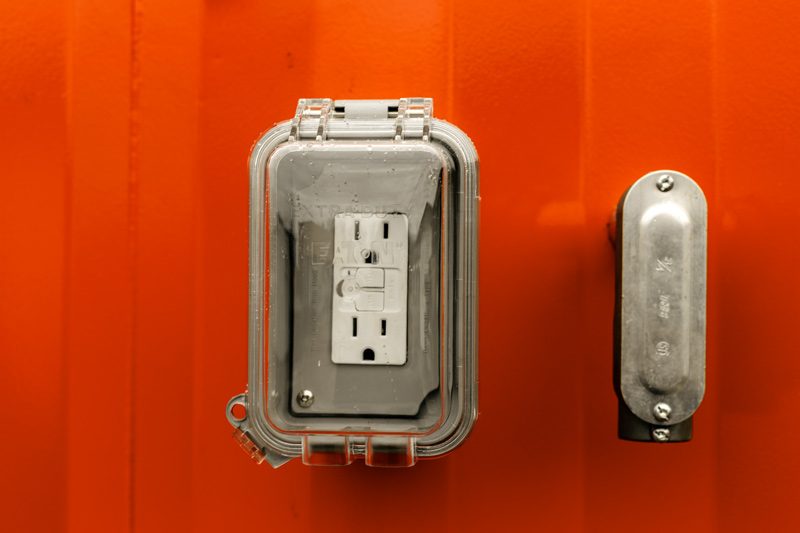Weatherproof electrical hardware on a self-contained unit